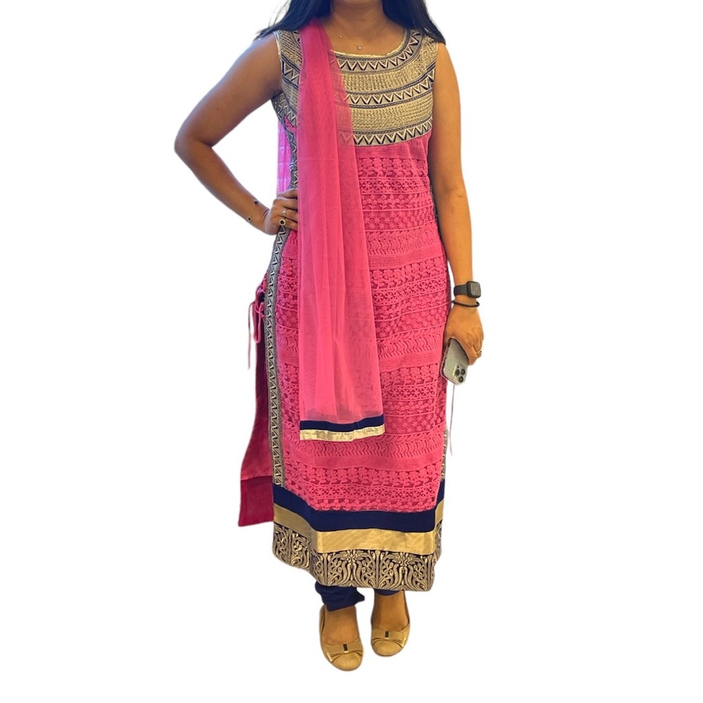 Indian Vintage dress pink and blue color